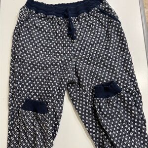 Max Studio Women’s S casual athleisure  Navy and White work Patterned Joggers